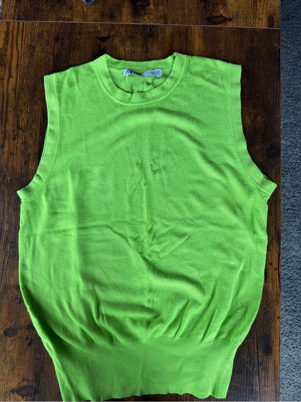 Zara Neon Green Ribbed Tank Top